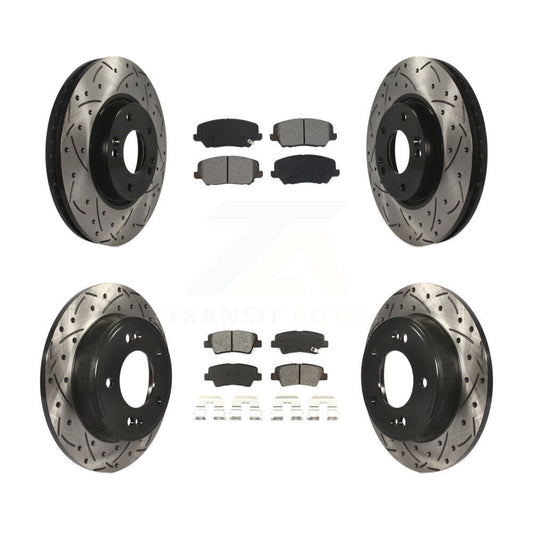 [Avant + Arrière] Kit de disque (percé rainuré revêtu) et plaquette (semi-métallique) de frein pour Kia Forte Forte5 SX KDS-100629