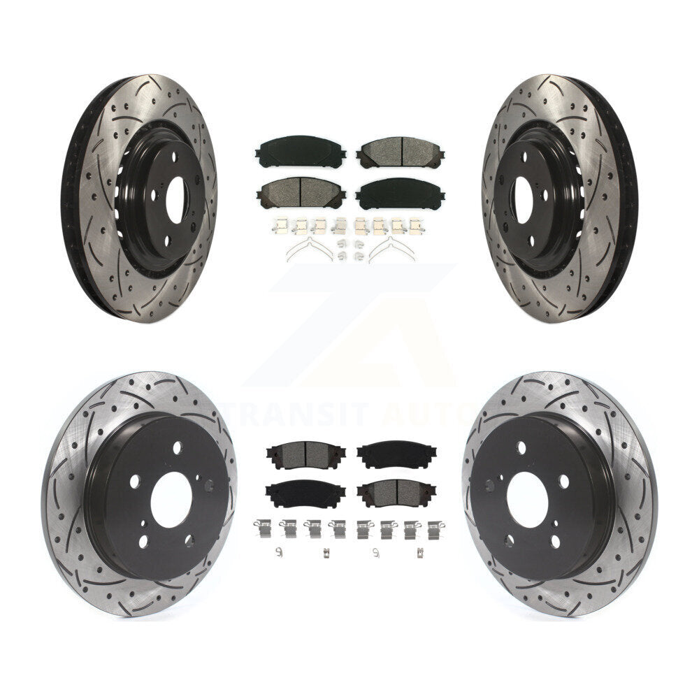 [Avant + Arrière] Kit de disque (percé rainuré revêtu) et plaquette (semi-métallique) de frein pour Lexus NX200t NX300 NX300h KDS-100632