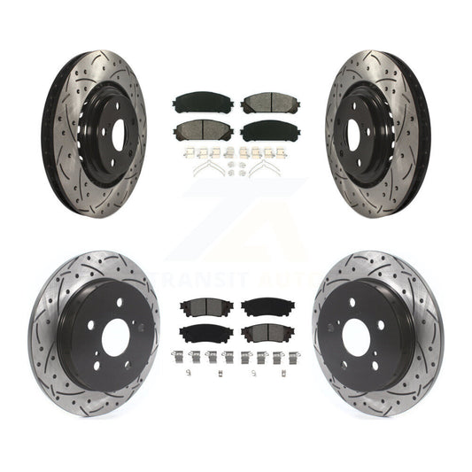 [Avant + Arrière] Kit de disque (percé rainuré revêtu) et plaquette (semi-métallique) de frein pour Lexus NX200t NX300 NX300h KDS-100632
