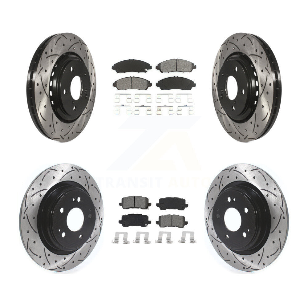 [Avant + Arrière] Kit de disque (percé rainuré revêtu) et plaquette (semi-métallique) de frein pour Acura MDX KDS-100637