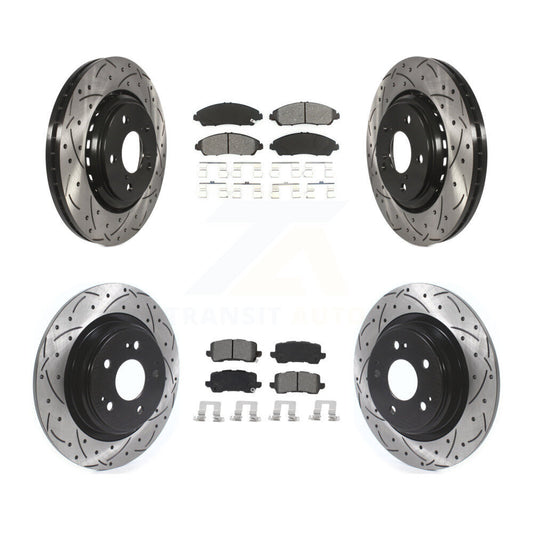 [Avant + Arrière] Kit de disque (percé rainuré revêtu) et plaquette (semi-métallique) de frein pour Acura MDX KDS-100637