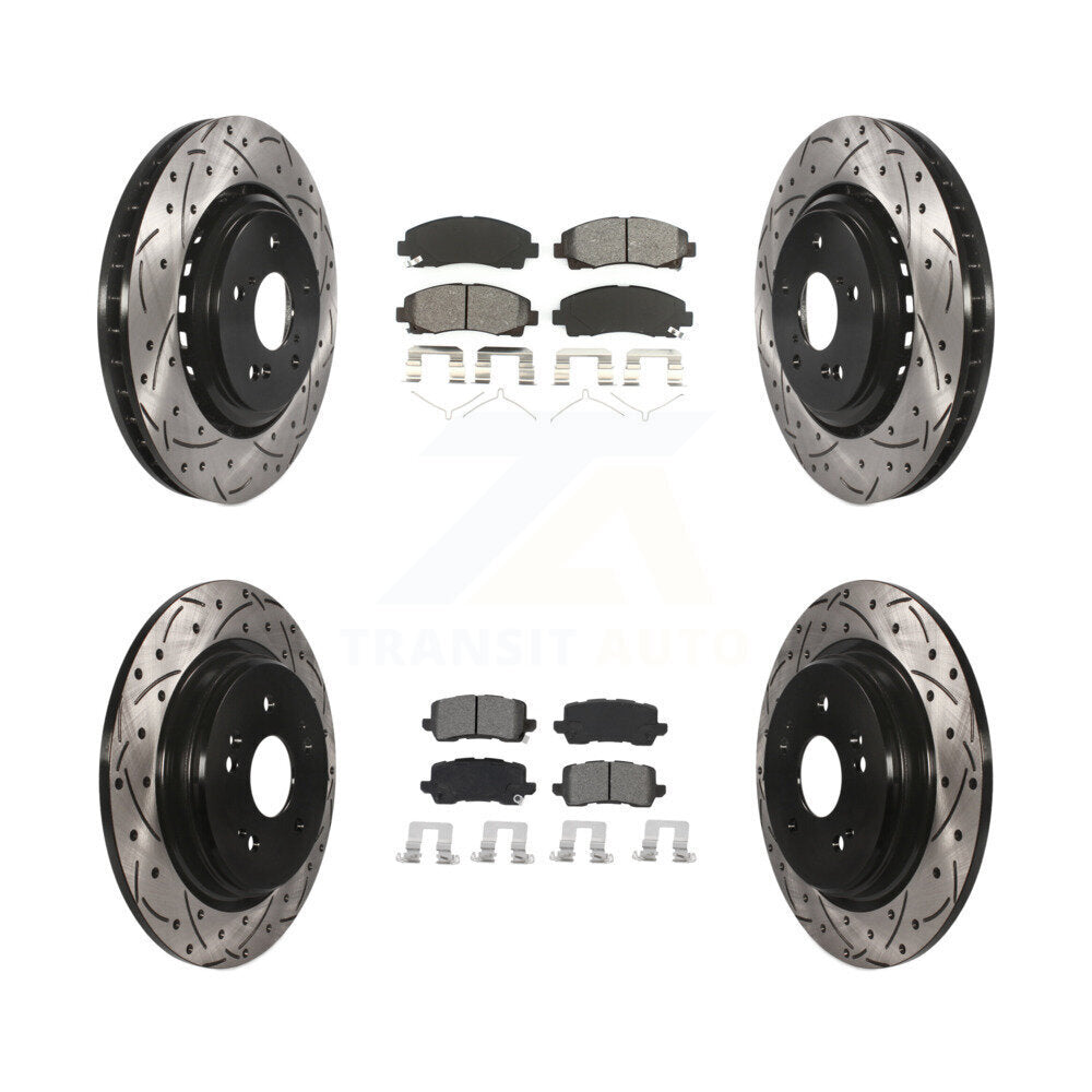[Avant + Arrière] Kit de disque (percé rainuré revêtu) et plaquette (semi-métallique) de frein pour 2015-2020 Acura TLX KDS-100638