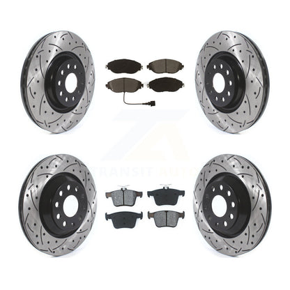 [Avant + Arrière] Kit de disque (percé rainuré revêtu) et plaquette (semi-métallique) de frein pour Audi Volkswagen Golf R S3 Q3 Arteon KDS-100640