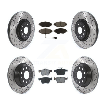 [Avant + Arrière] Kit de disque (percé rainuré revêtu) et plaquette (semi-métallique) de frein pour Volkswagen Tiguan Jetta KDS-100641