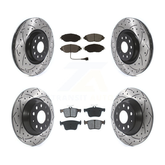 [Avant + Arrière] Kit de disque (percé rainuré revêtu) et plaquette (semi-métallique) de frein pour Volkswagen Tiguan Jetta KDS-100641