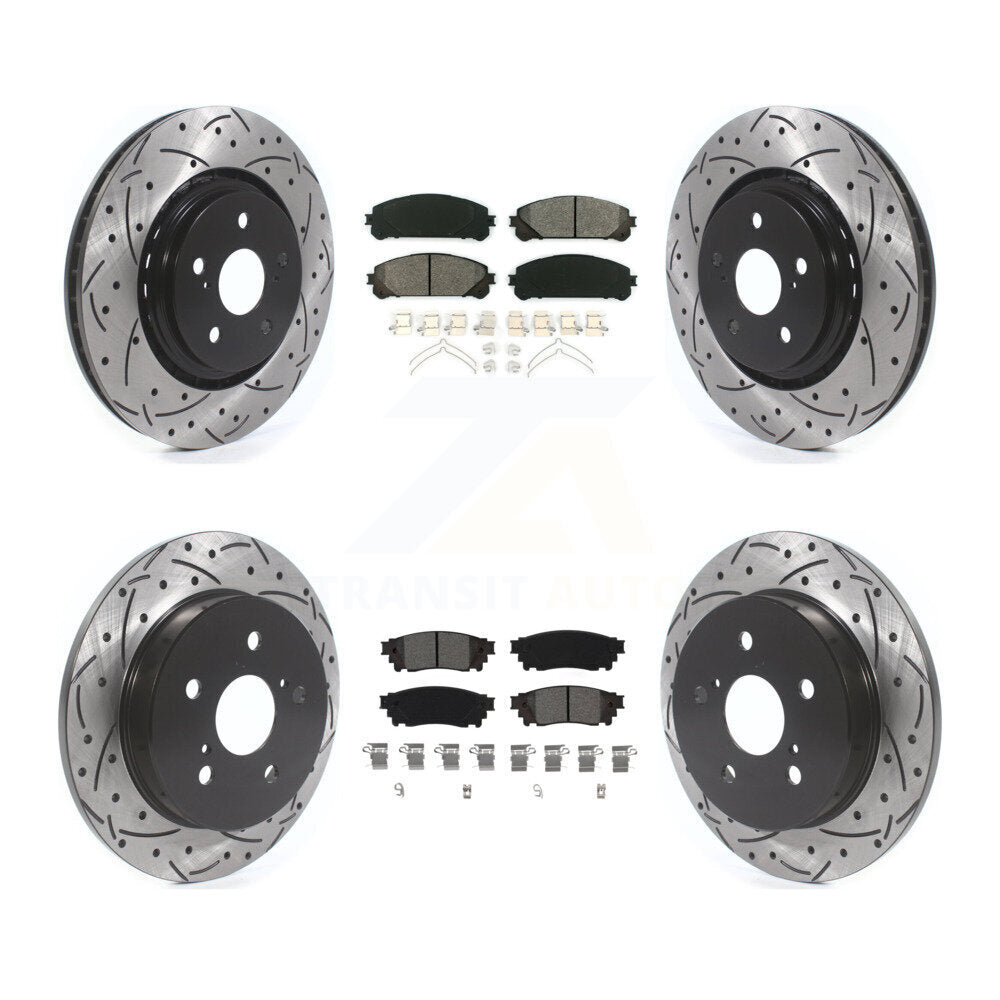 [Avant + Arrière] Kit de disque (percé rainuré revêtu) et plaquette (semi-métallique) de frein pour Toyota Camry Avalon TRD KDS-100644