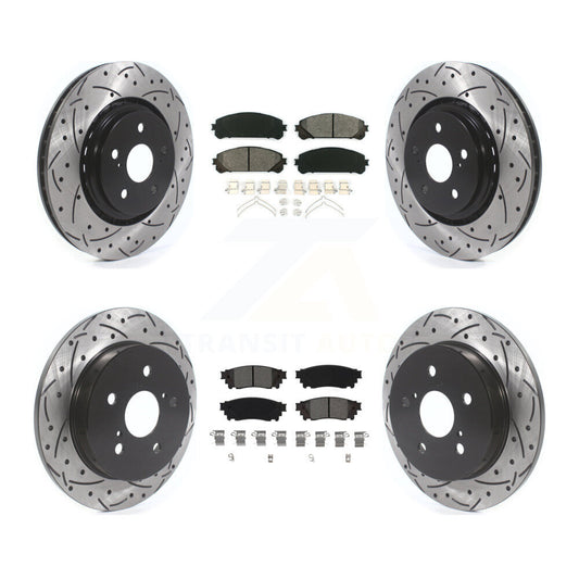 [Avant + Arrière] Kit de disque (percé rainuré revêtu) et plaquette (semi-métallique) de frein pour Toyota Camry Avalon TRD KDS-100644