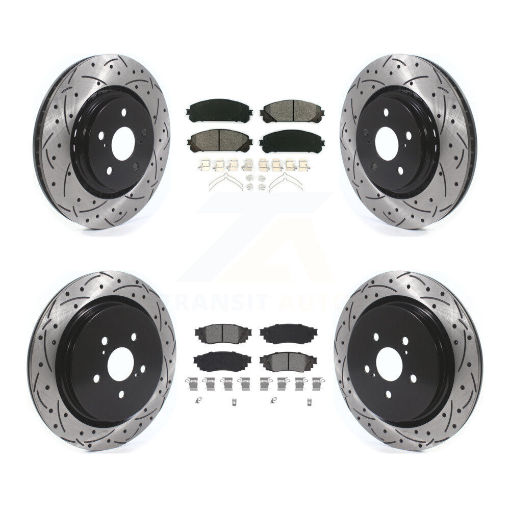 [Avant + Arrière] Kit de disque (percé rainuré revêtu) et plaquette (semi-métallique) de frein pour Lexus RX350 RX450h RX350L RX450hL KDS-100645