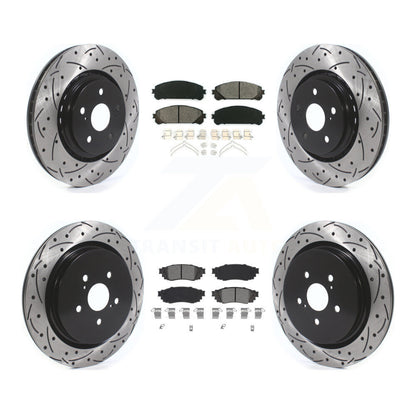[Avant + Arrière] Kit de disque (percé rainuré revêtu) et plaquette (semi-métallique) de frein pour Lexus RX350 RX450h RX350L RX450hL KDS-100645
