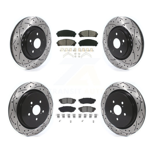 [Avant + Arrière] Kit de disque (percé rainuré revêtu) et plaquette (semi-métallique) de frein pour Lexus RX350 RX450h RX350L RX450hL KDS-100645
