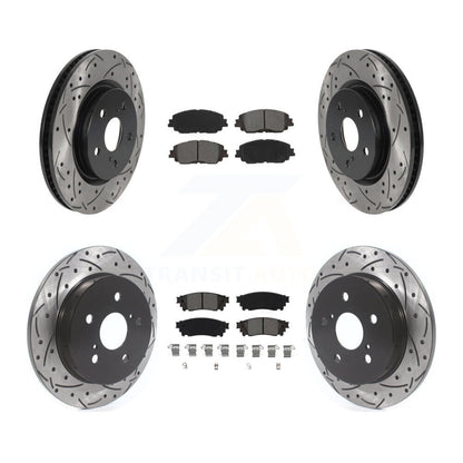 [Avant + Arrière] Kit de disque (percé rainuré revêtu) et plaquette (semi-métallique) de frein pour Toyota Camry RAV4 Lexus ES350 Avalon ES300h UX250h UX200 C-HR Venza ES250 Corolla Cross KDS-100646