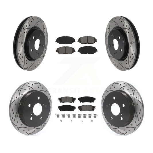 [Avant + Arrière] Kit de disque (percé rainuré revêtu) et plaquette (semi-métallique) de frein pour Toyota Camry RAV4 Lexus ES350 Avalon ES300h UX250h UX200 C-HR Venza ES250 Corolla Cross KDS-100646