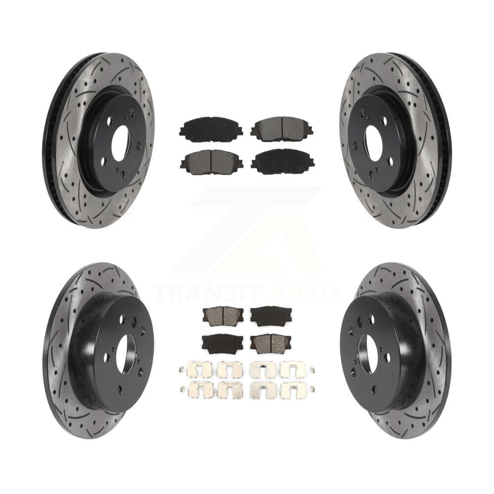 [Avant + Arrière] Kit de disque (percé rainuré revêtu) et plaquette (semi-métallique) de frein pour Toyota Camry KDS-100647
