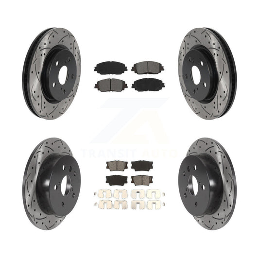 [Avant + Arrière] Kit de disque (percé rainuré revêtu) et plaquette (semi-métallique) de frein pour Toyota Camry KDS-100647