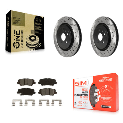 [Arrière] Kit de disque (percé rainuré revêtu) et plaquette (semi-métallique) de frein pour 2015 Cadillac CTS 6.2L KDS-100648