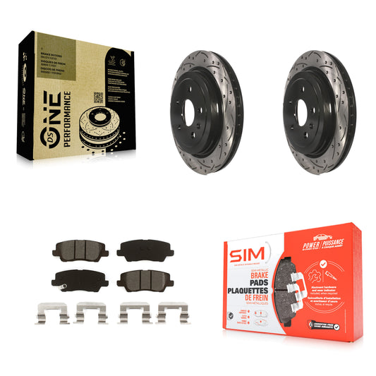 [Arrière] Kit de disque (percé rainuré revêtu) et plaquette (semi-métallique) de frein pour Cadillac CTS KDS-100649