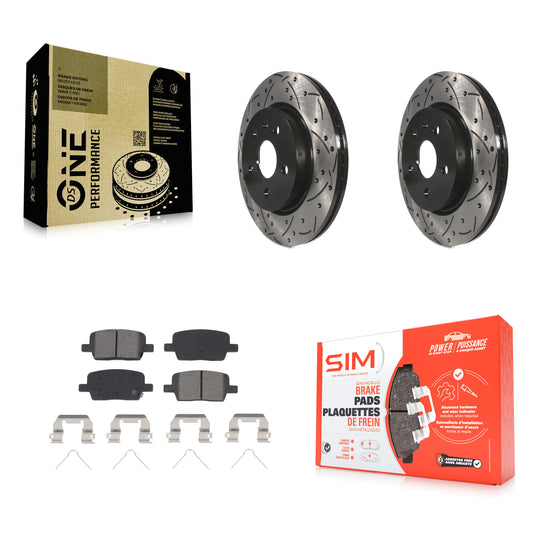 [Arrière] Kit de disque (percé rainuré revêtu) et plaquette (semi-métallique) de frein pour Chevrolet Camaro Cadillac CT6 KDS-100651