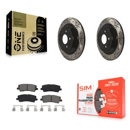 [Arrière] Kit de disque (percé rainuré revêtu) et plaquette (semi-métallique) de frein pour Ford Mustang KDS-100653