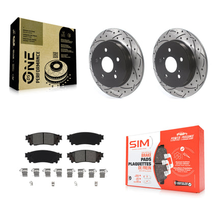[Arrière] Kit de disque (percé rainuré revêtu) et plaquette (semi-métallique) de frein pour Toyota Camry RAV4 Lexus NX200t C-HR NX300 ES350 Avalon NX300h ES300h UX250h UX200 Venza ES250 Corolla Cross KDS-100655