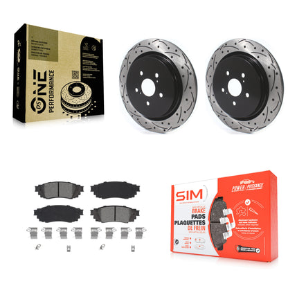 [Arrière] Kit de disque (percé rainuré revêtu) et plaquette (semi-métallique) de frein pour Lexus RX350 RX450h RX350L RX450hL KDS-100656
