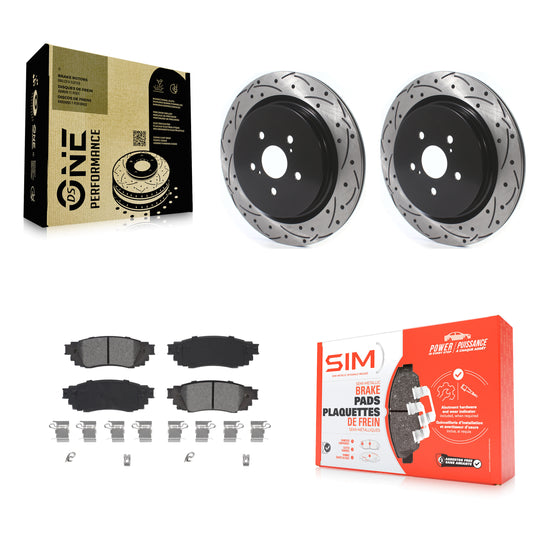 [Arrière] Kit de disque (percé rainuré revêtu) et plaquette (semi-métallique) de frein pour Lexus RX350 RX450h RX350L RX450hL KDS-100656