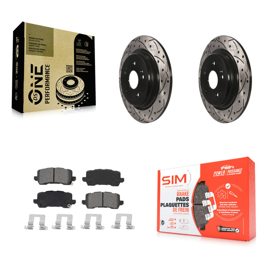 [Arrière] Kit de disque (percé rainuré revêtu) et plaquette (semi-métallique) de frein pour 2015-2020 Acura TLX KDS-100657