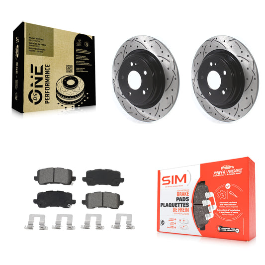 [Arrière] Kit de disque (percé rainuré revêtu) et plaquette (semi-métallique) de frein pour 2017-2020 Acura MDX KDS-100658