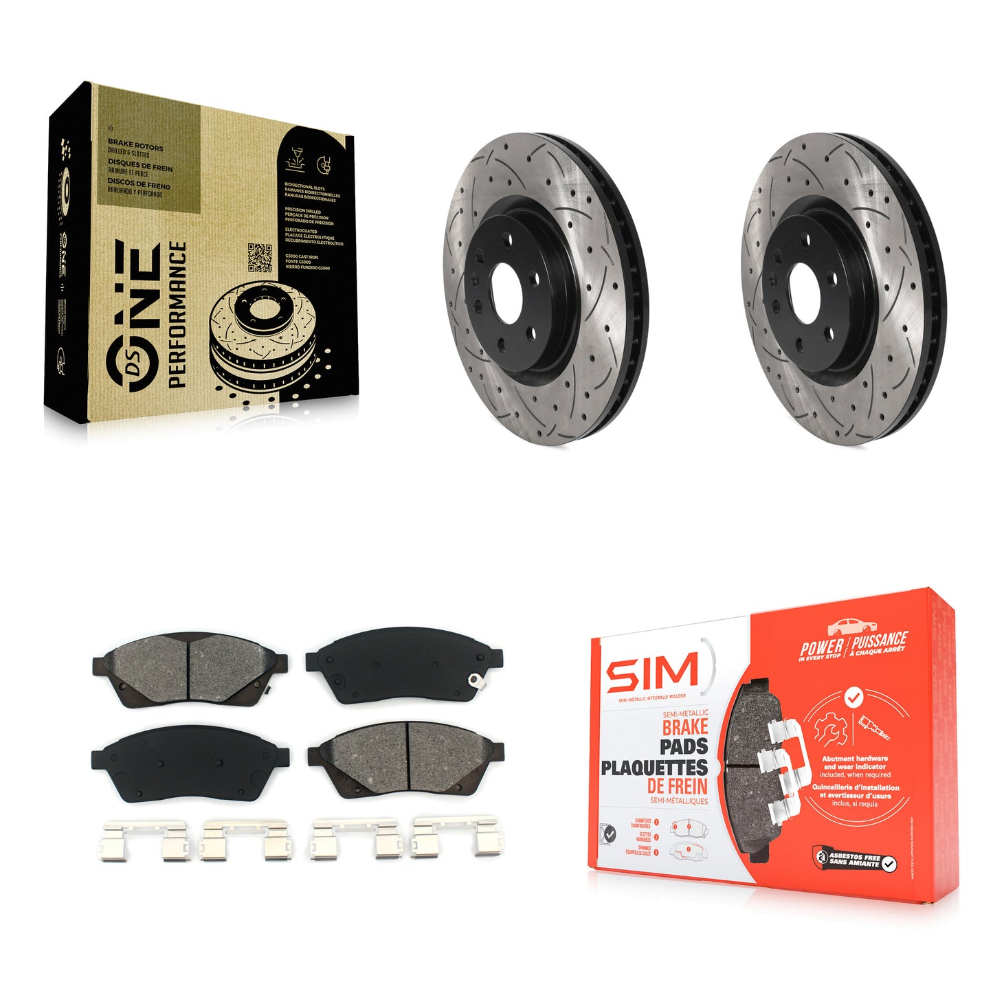 [Avant] Kit de disque (percé rainuré revêtu) et plaquette (semi-métallique) de frein pour Cadillac SRX Saab 9-4X KDS-100662