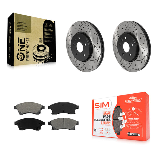 [Avant] Kit de disque (percé rainuré revêtu) et plaquette (semi-métallique) de frein pour Chevrolet Buick Encore Trax Sonic KDS-100664