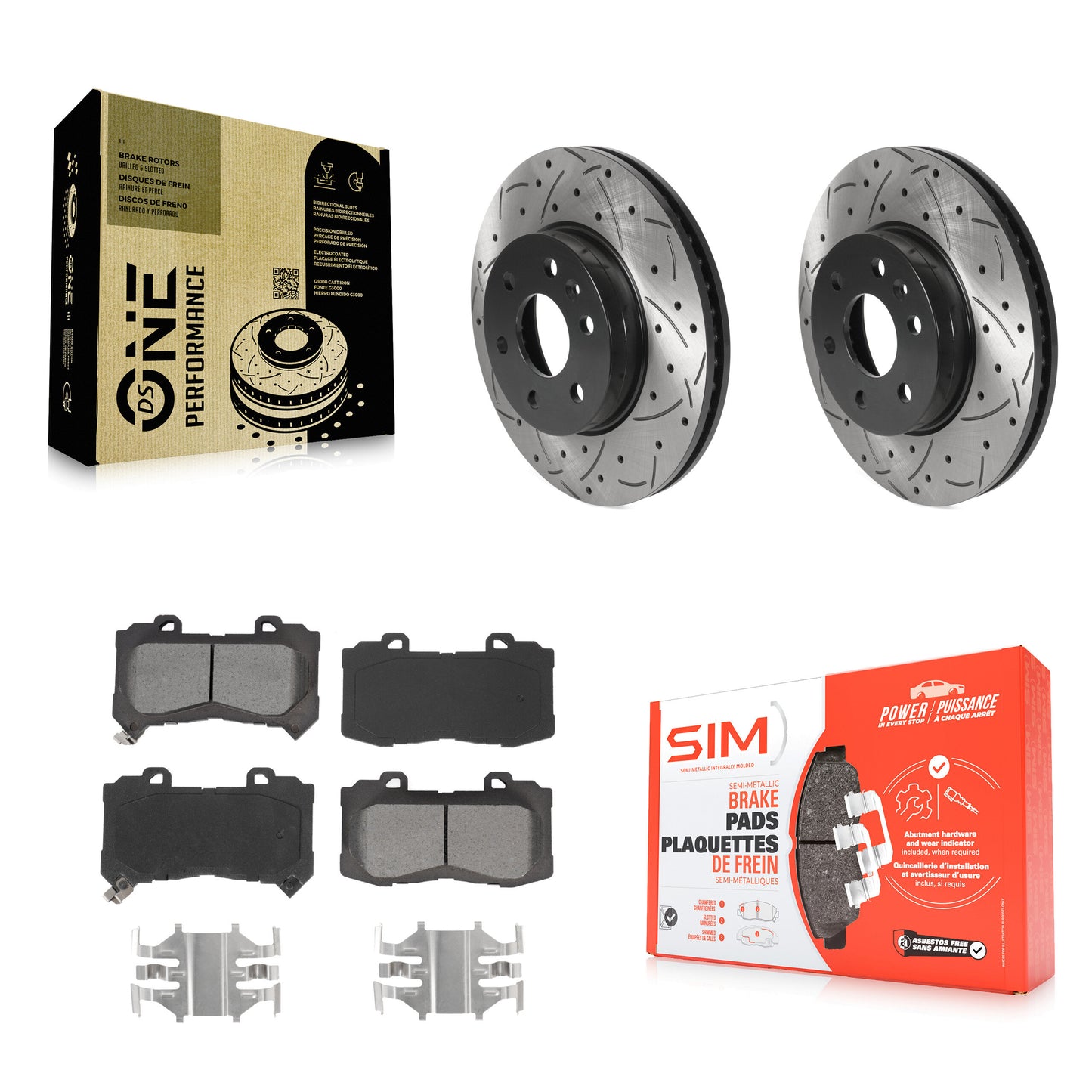 [Avant] Kit de disque (percé rainuré revêtu) et plaquette (semi-métallique) de frein pour 2015-2020 Chevrolet Colorado GMC Canyon KDS-100665