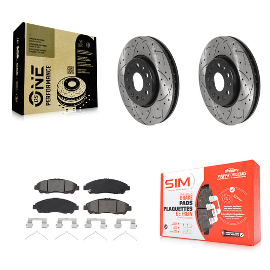 [Avant] Kit de disque (percé rainuré revêtu) et plaquette (semi-métallique) de frein pour Chevrolet Traverse GMC Acadia Buick Enclave Blazer KDS-100666