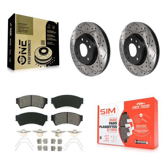 [Avant] Kit de disque (percé rainuré revêtu) et plaquette (semi-métallique) de frein pour Ford Fusion Mazda 6 Lincoln MKZ Mercury Milan Zephyr KDS-100667