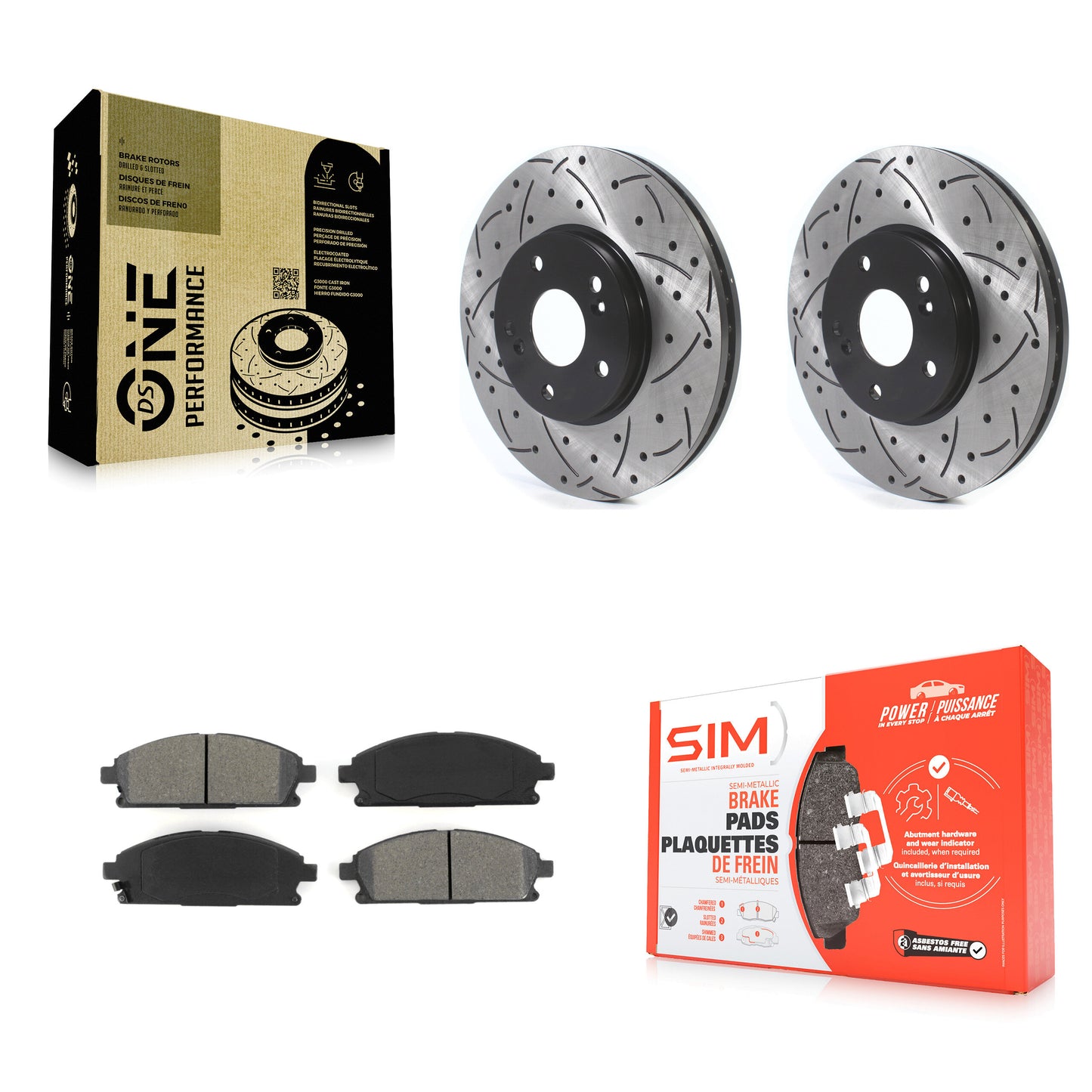[Avant] Kit de disque (percé rainuré revêtu) et plaquette (semi-métallique) de frein pour 2003-2006 Acura MDX KDS-100672