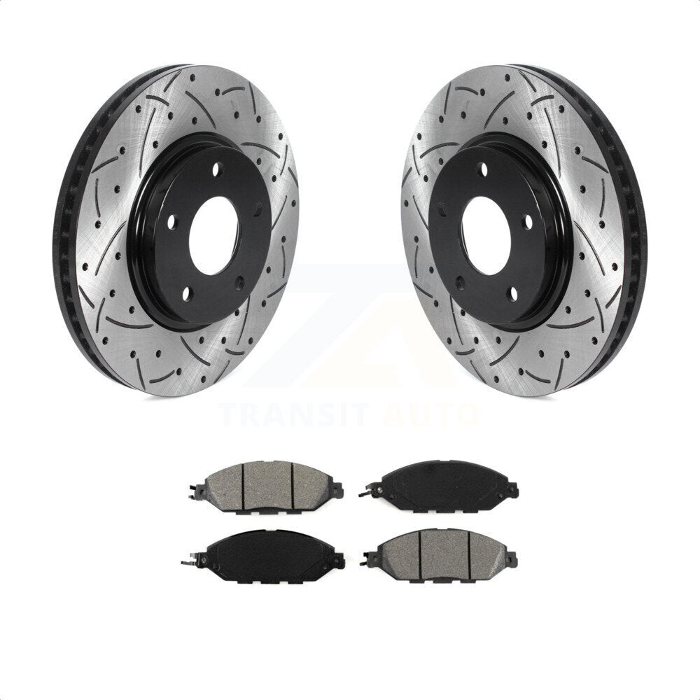 [Avant] Kit de disque (percé rainuré revêtu) et plaquette (semi-métallique) de frein pour 2016 Nissan Pathfinder From 11 15 KDS-100676 par Transit Auto