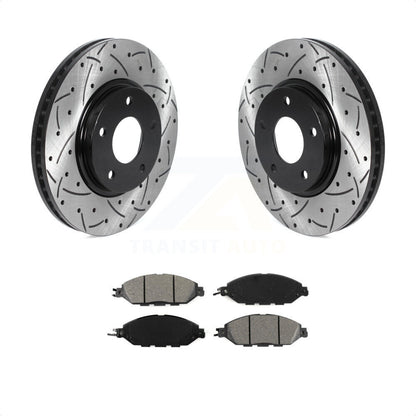 [Avant] Kit de disque (percé rainuré revêtu) et plaquette (semi-métallique) de frein pour 2016 Nissan Pathfinder From 11 15 KDS-100676 par Transit Auto