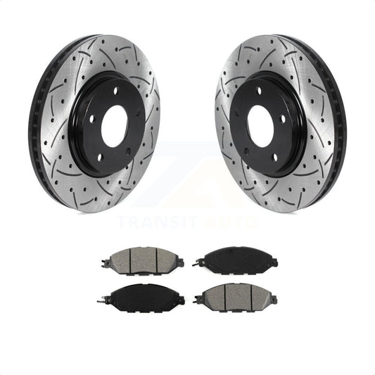 [Avant] Kit de disque (percé rainuré revêtu) et plaquette (semi-métallique) de frein pour 2016 Nissan Pathfinder From 11 15 KDS-100676 par Transit Auto
