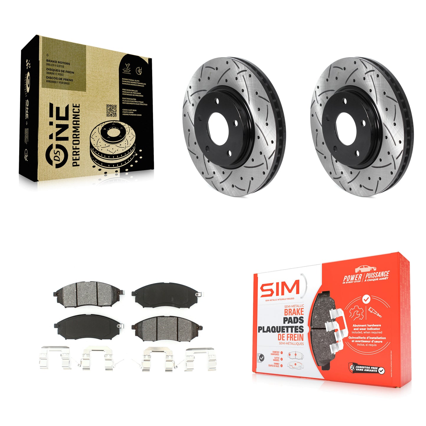 [Avant] Kit de disque (percé rainuré revêtu) et plaquette (semi-métallique) de frein pour Infiniti Q45 M45 INFINITI KDS-100678