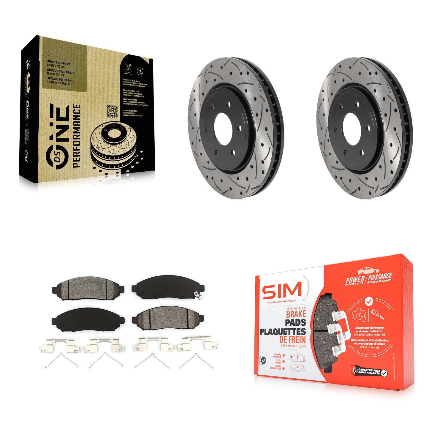 [Avant] Kit de disque (percé rainuré revêtu) et plaquette (semi-métallique) de frein pour Nissan Frontier Pathfinder Xterra Suzuki Equator KDS-100681