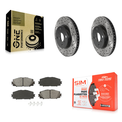 [Avant] Kit de disque (percé rainuré revêtu) et plaquette (semi-métallique) de frein pour Toyota Yaris Prius C Scion iQ KDS-100682