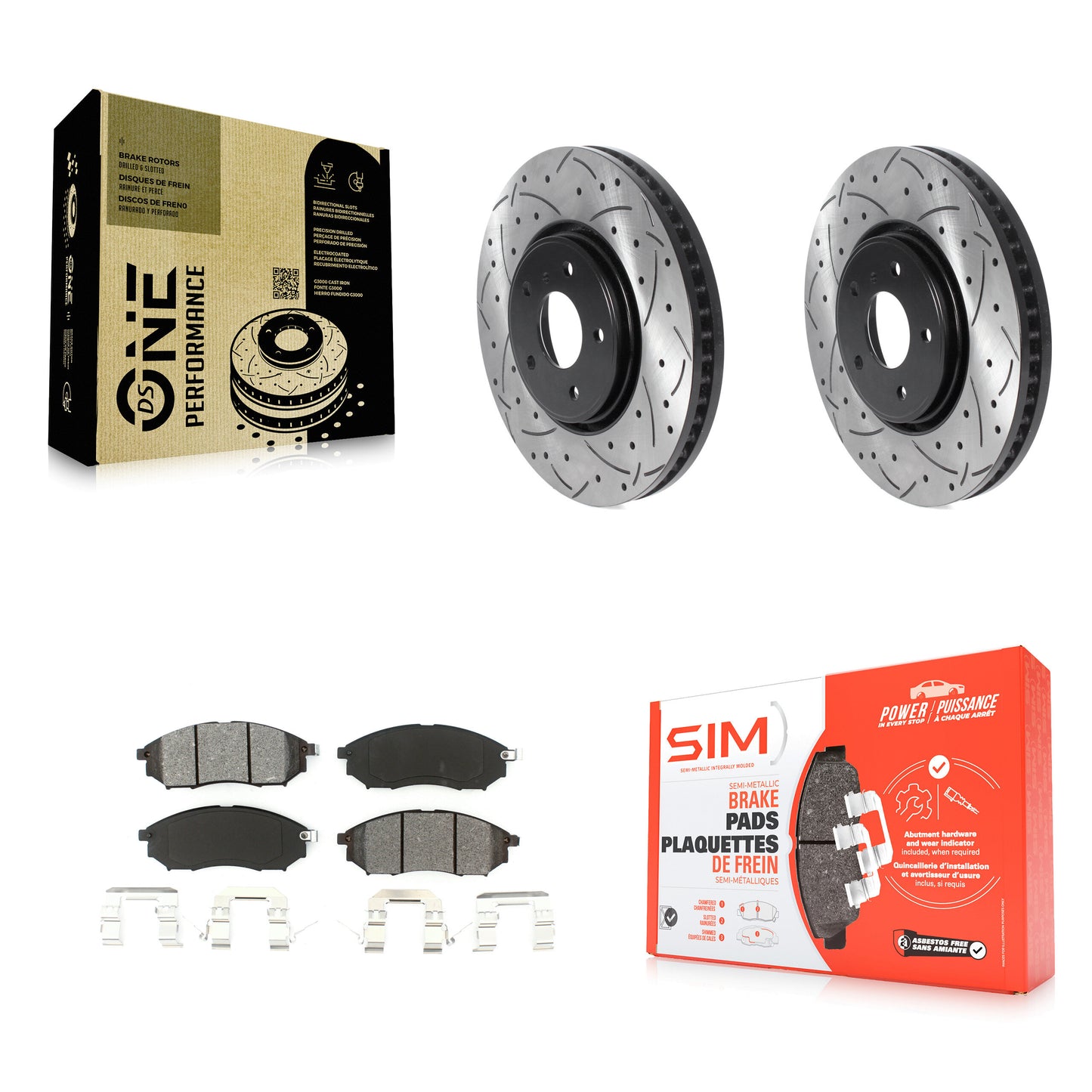 [Avant] Kit de disque (percé rainuré revêtu) et plaquette (semi-métallique) de frein pour Infiniti FX35 FX37 QX70 FX45 INFINITI KDS-100683