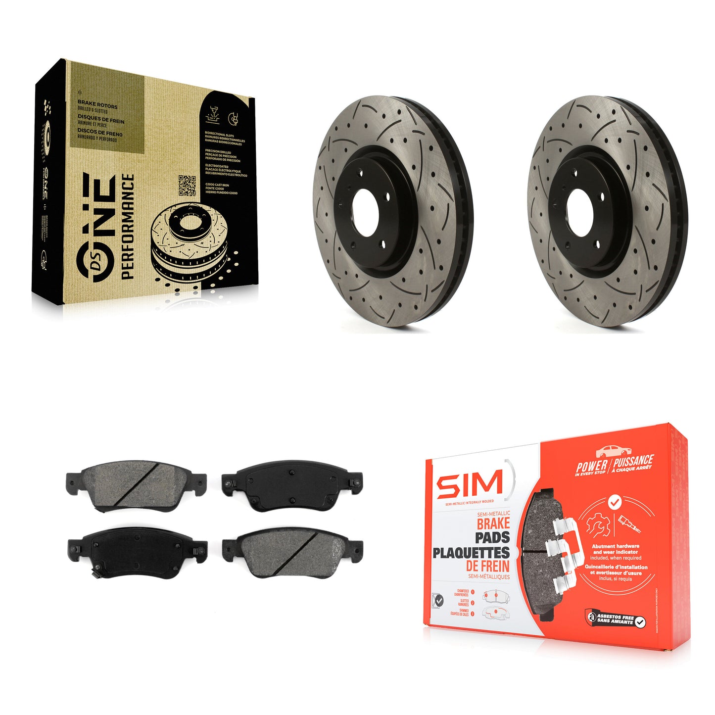 [Avant] Kit de disque (percé rainuré revêtu) et plaquette (semi-métallique) de frein pour INFINITI G37 G35 Q60 KDS-100684