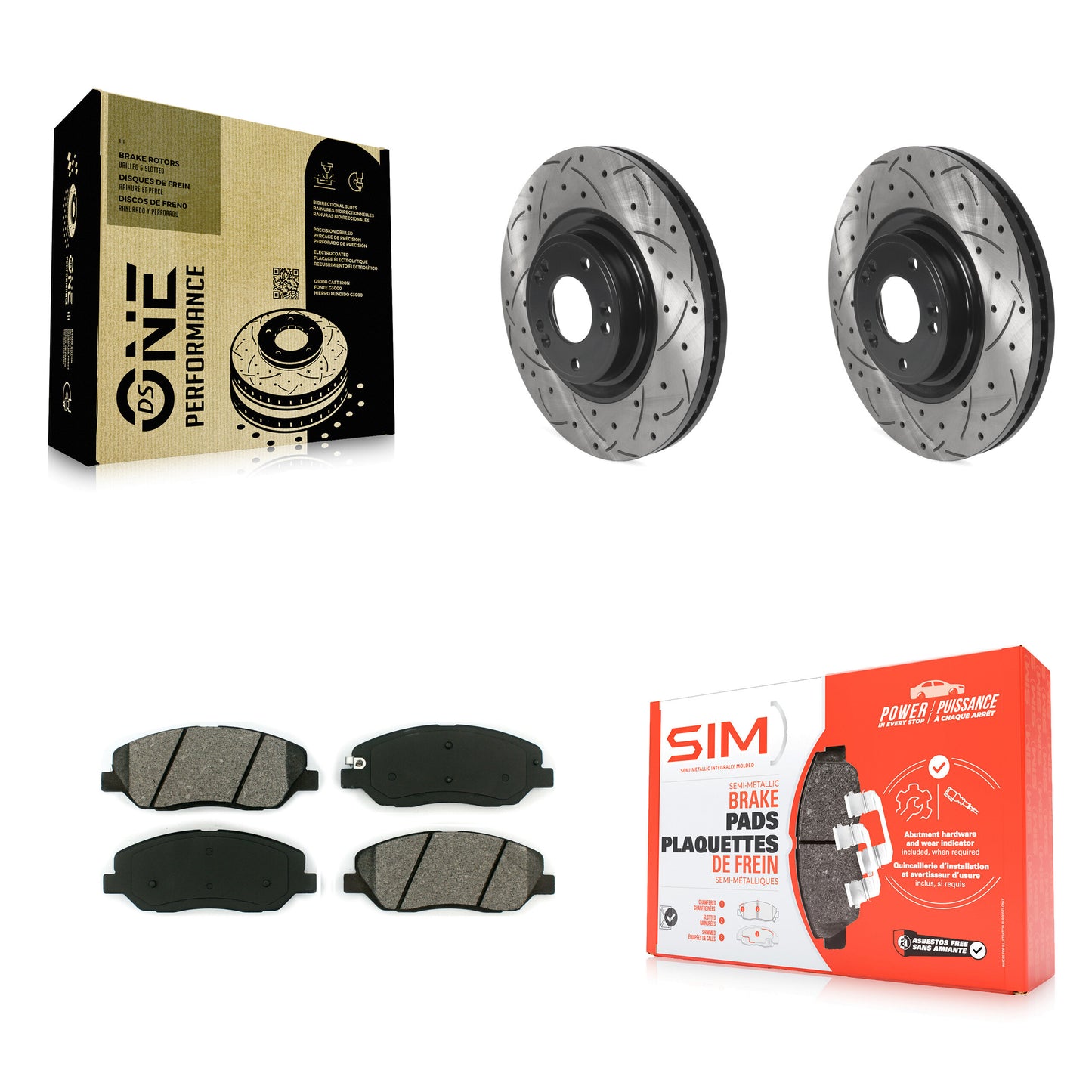 [Avant] Kit de disque (percé rainuré revêtu) et plaquette (semi-métallique) de frein pour 2012 Hyundai Genesis 3.8L KDS-100686