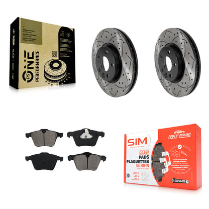 [Avant] Kit de disque (percé rainuré revêtu) et plaquette (semi-métallique) de frein pour 2008 Volvo V70 avec 300mm Diameter Rotor KDS-100688
