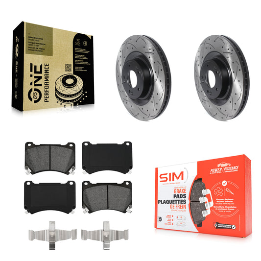[Avant] Kit de disque (percé rainuré revêtu) et plaquette (semi-métallique) de frein pour Hyundai Genesis Equus KDS-100691