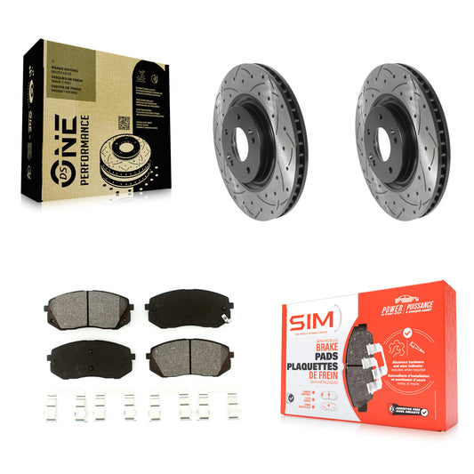 [Avant] Kit de disque (percé rainuré revêtu) et plaquette (semi-métallique) de frein pour Hyundai Tucson Sonata Kia Cadenza KDS-100692