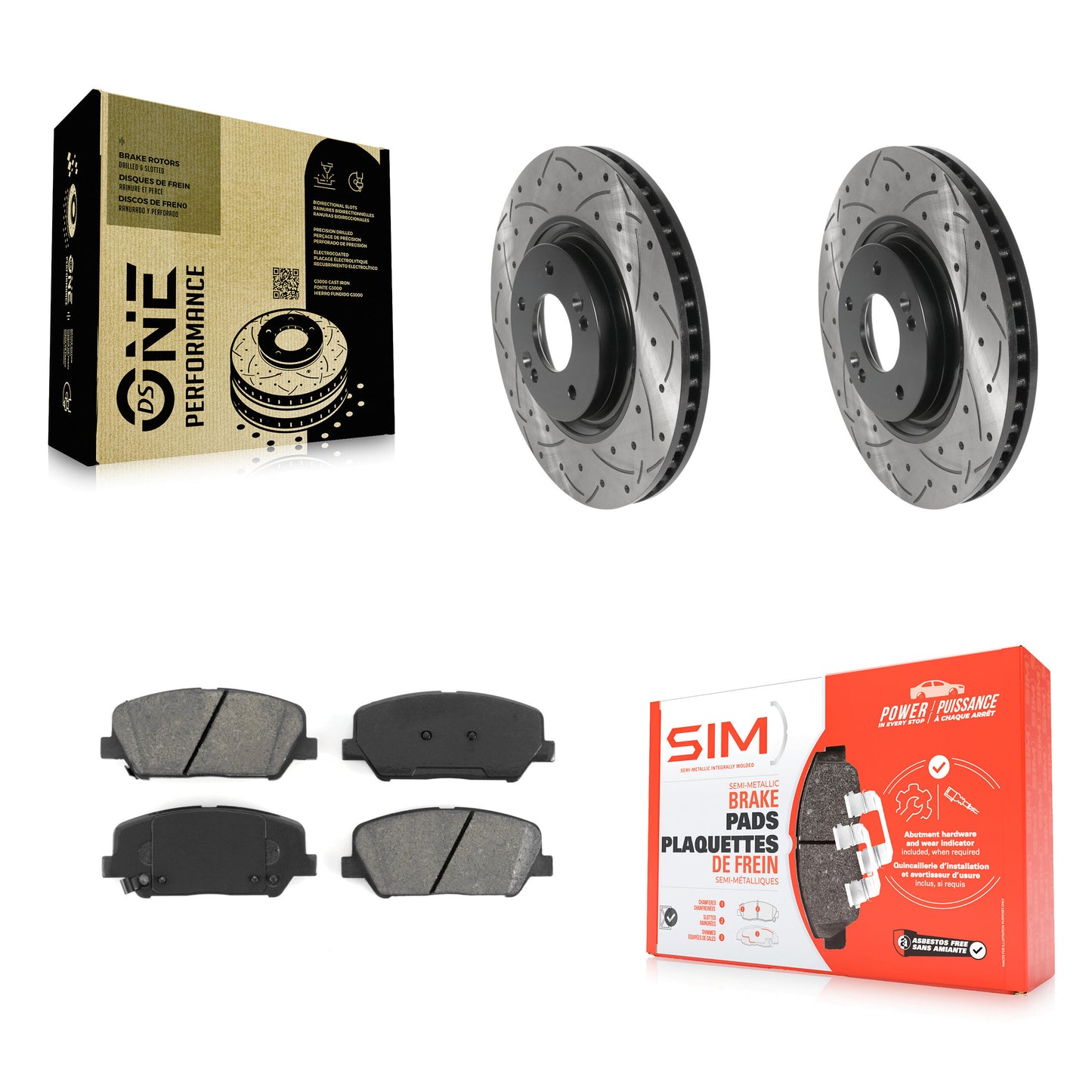 [Avant] Kit de disque (percé rainuré revêtu) et plaquette (semi-métallique) de frein pour 2011-2015 Kia Optima 2.0L KDS-100693