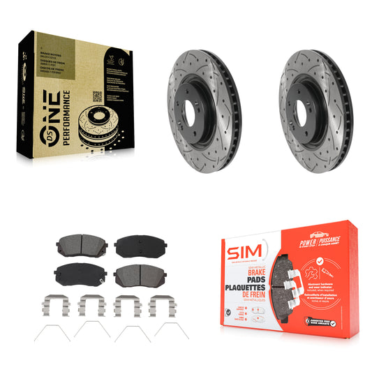 [Avant] Kit de disque (percé rainuré revêtu) et plaquette (semi-métallique) de frein pour Hyundai Sonata Kia Optima KDS-100696