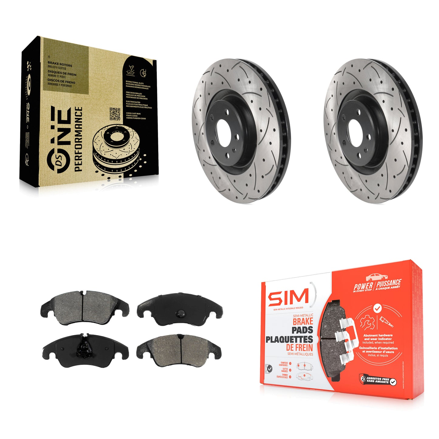 [Avant] Kit de disque (percé rainuré revêtu) et plaquette (semi-métallique) de frein pour 2014 Audi A6 avec 356mm Diameter Rotor KDS-100697