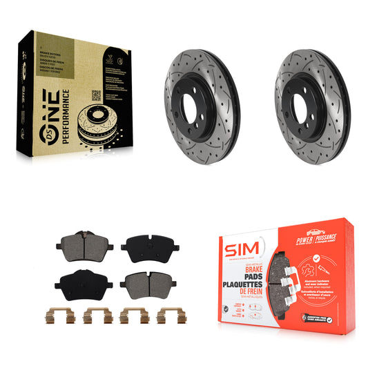 [Avant] Kit de disque (percé rainuré revêtu) et plaquette (semi-métallique) de frein pour Mini Cooper Countryman Paceman KDS-100698