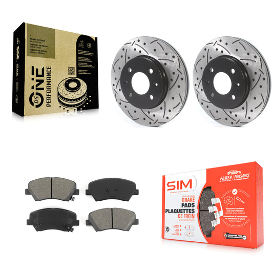 [Avant] Kit de disque (percé rainuré revêtu) et plaquette (semi-métallique) de frein pour Hyundai Accent Kia Rio KDS-100700